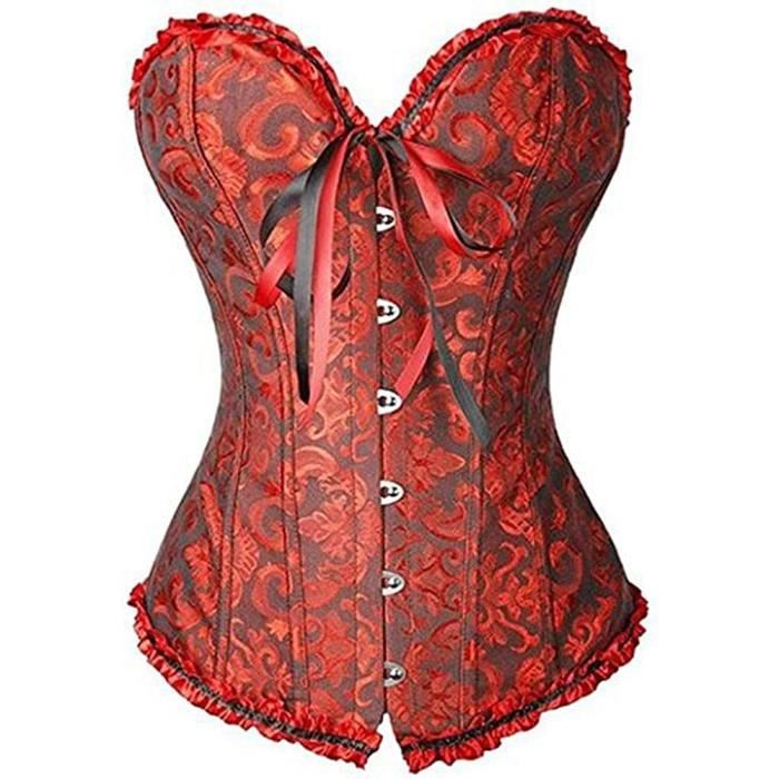 Femme Sexy Corset Bustier Jacquard Lacets Body Sexy Dessin Dentelle