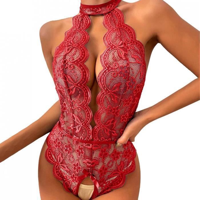 Babydoll Dentelle Joligiao Avec String - Nuisette Sexy Femme Col V