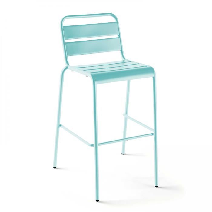 chaise haute de jardin en métal oviala palavas bleu turquoise - style industriel