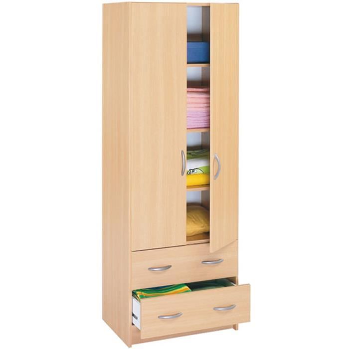 Lingere 2 Portes Et 2 Tiroirs Coloris Hetre Essentiel L60 9 X