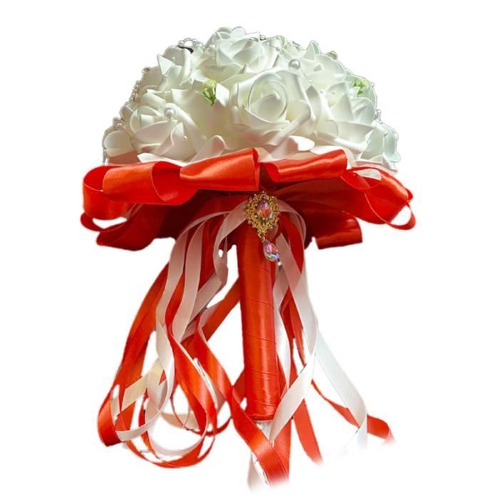 Délicate poignée rouge bouquet de rose blanche mariée perle tenant des  fleurs FLEUR-PLANTE ARTIFICIELLE - FLEUR SECHEE - Cdiscount Maison