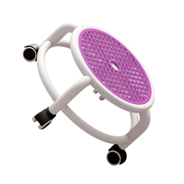 qiilu siège à roulettes tabouret bas roulant rond, confortable, roue universelle, mini tabouret mobile, capacité meuble violet