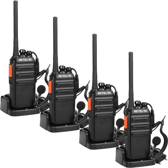 Retevis RT24 sans Licence Talkie Walkie Rechargeables PMR446 Professionnel Radio Bidirectionnelle Surveillance Scan 16 Canaux 50CTCS