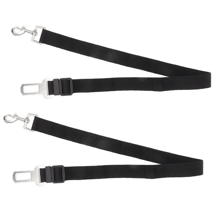 Lot De 2 Ceintures De Sécurité Pour Chien - Harnais Élastique Réglable Voiture Avec Laisse Rembourrée Anti-Chocs (Noir)