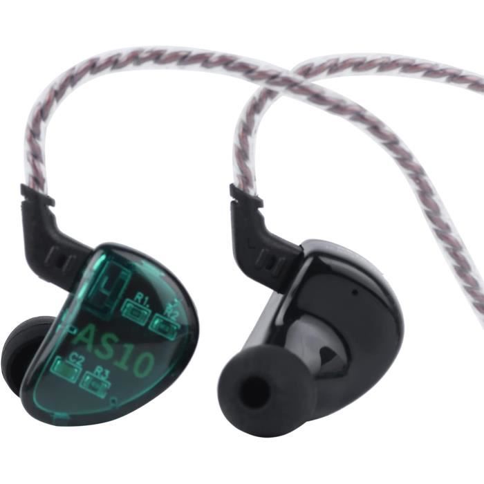 KINBOOFI KZ AS10 Écouteurs Intra-Auriculaires 5BA Haute Fidélité Avec Micro - Son Exceptionnel Pour Musiciens, Vert