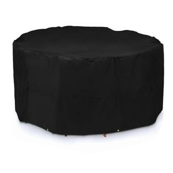 Le noir Housse ronde pour meubles de jardin, housse anti-poussière pour table extérieure (120 * 75cm)