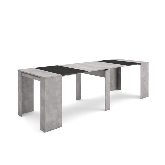 Table console extensible Console meuble 260 Pour 12 personnes 262x90x77cm Ciment RF2650