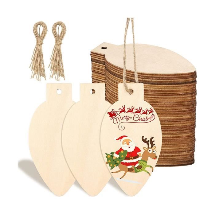 En Bois de NoëL Bricolage avec éTiquette de DéCoupe en Bois InachevéE
