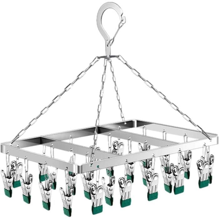Cintre à Chaussettes Avec 54 Clips - 3 Niveaux, Rotatif 360° - Pour Séchage Et Rangement Lingerie