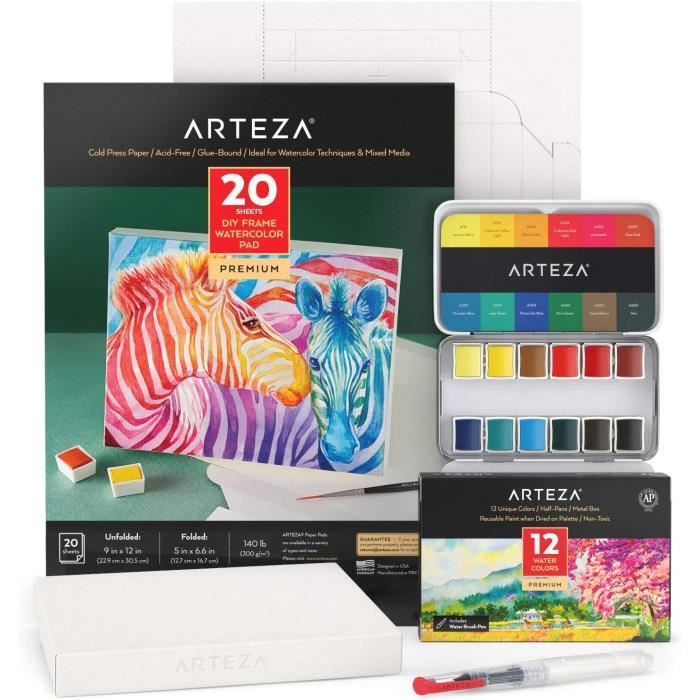 Cadre Arteza DIY, Bloc De Papier D'art Pour Aquarelle, 12,7x16,7 Cm, 20 Feuilles, Bloc De Toile épaisse, 140 Lb, 300 G/m², Sans Acide, Bloc En