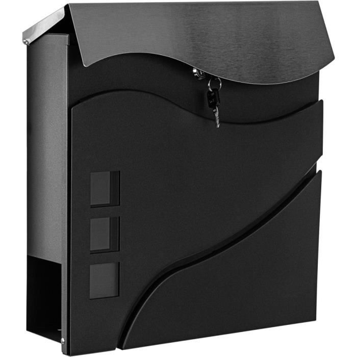 STILISTA® Boîte aux lettres murale "Austin", métal thermolaqué et acier inoxydable, L 37 x H 37 x P 11 cm, couleur anthracite
