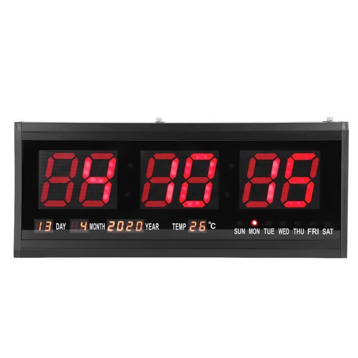 Horloge Murale Numérique LED - Affichage Grand écran, Luminosité Réglable, Alarme, Format 12/24h, Veilleuse - Pour Salon, Chambre - 3