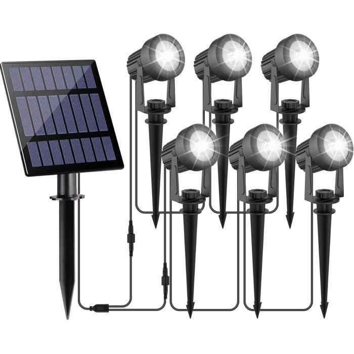 OUSFOT Lampe Solaire Exterieur [4 pcs] 32 LED Spot Solaire Extérieur Etanche IP65, Projecteur Solaire avec 2 modes de température de couleur pour le jardin, le patio et les chemins d'accès