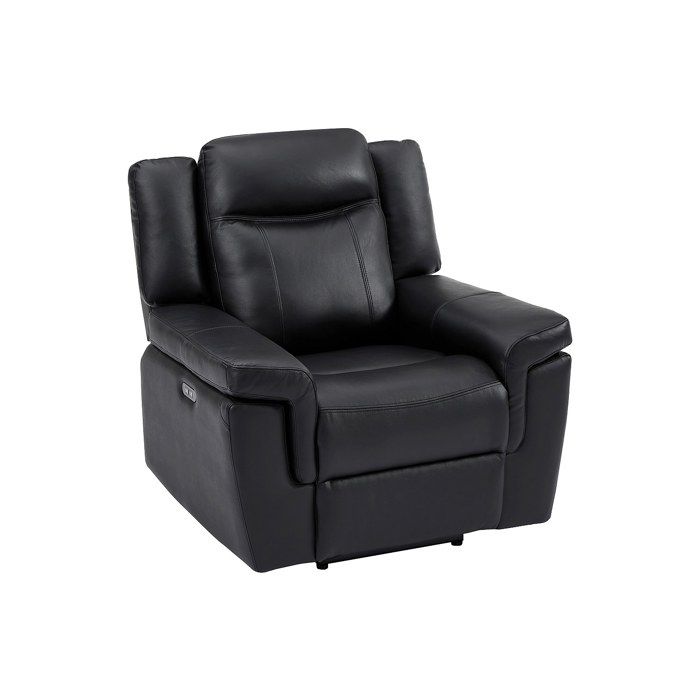Fauteuil relax électrique en cuir noir KENNETH