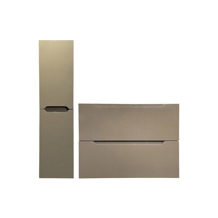 Meuble simple vasque suspendu avec colonne - Taupe - 80 cm - STEFANIE