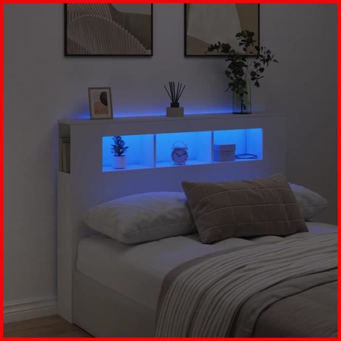 Tête de lit - VGEBY - LED - Bois dingénierie - 140 x 185 x 1035 cm - Montage requis