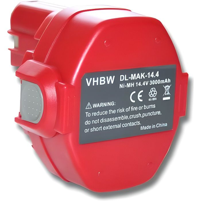 Batterie Ni-Mh 3000mAh 14.4V Rouge pour Makita - VHBW - Remplace 1420, 1422, 192600-1, 1433, 1434, 1435, 1435F