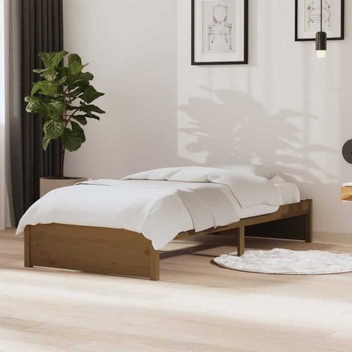 vidaXL Cadre de lit Marron miel Bois massif 90x190 cm Simple 814917