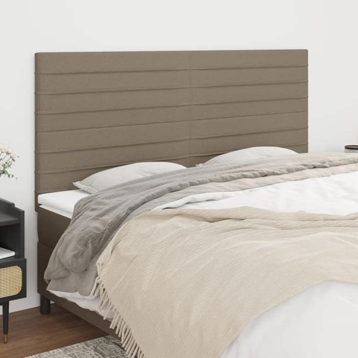 vidaXL Tête de lit Taupe 200x5x118/128 cm Tissu 3116498