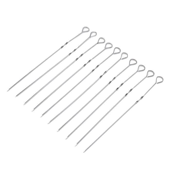 Lot de10 Brochette Acier Inoxydable barbecue Kebab Bâtons Food Grill