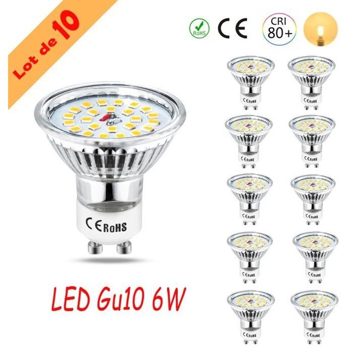 Wowatt 10x Gu10 Ampoule Spot Led Blanc Chaud Led Ampoules Gu10 2800k 6W