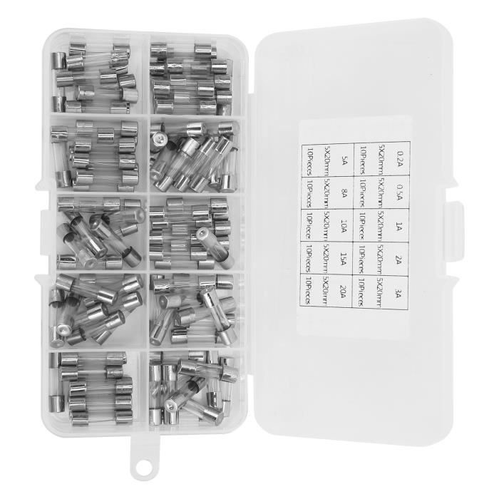 Lot De 10 Porte-fusibles En Verre AGC - Pour Fusibles 5x20mm Et 6x30mm - Câble 25cm 20 AWG - Blanc Haute Température 250V