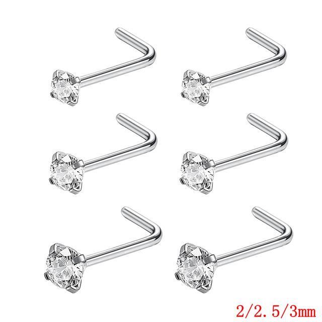 Lot De 10 Piercings De Nez Ronds - Acier Inoxydable, Cristaux CZ Multicolores, 1.5mm, Neufs Avec étiquettes