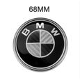 KIT 7 Badge Embleme LOGO BMW Carbone - Capot82mm +Coffre82mm+ Volant + 4 68mm Cache Jante-1