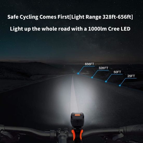 Éclairage Vélo LED Avant Lampe USB Rechargeable 1000LM Ultra
