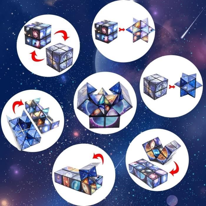2 en 1 Cube Magique Étoile, Magic Star Cube, 3D Puzzle Cube, Cube 3D