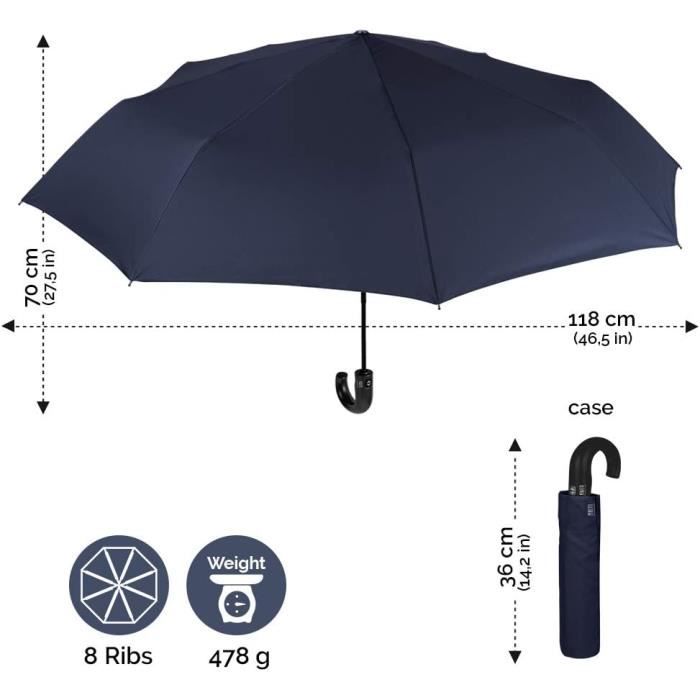 Parapluie Compact Automatique Samsonite - Ouverture/Fermeture One-Touch - 30.5cm Plié - 0.4kg