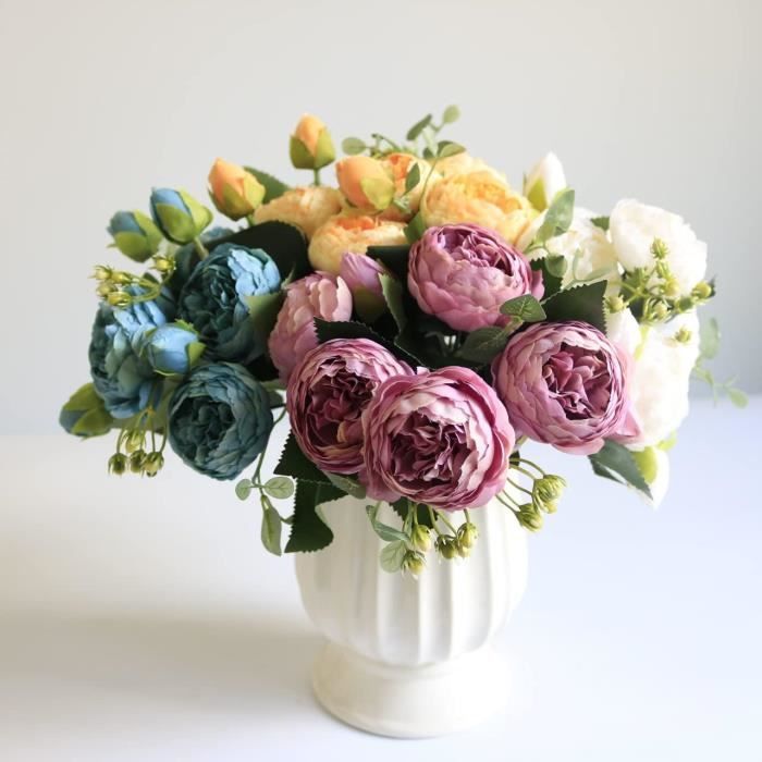 Bouquet De Pivoines Artificielles En Soie - Décoration Maison Ou Mariage, 13 Tiges, Longueur 53 Cm, Plusieurs Couleurs