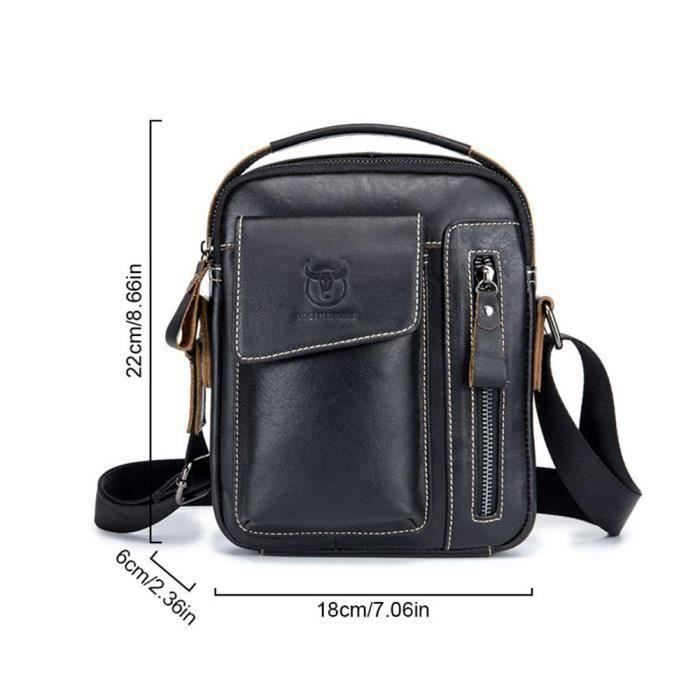 Sac Bandoulière Cuir Véritable Pour Homme - Sacoche Téléphone Portable Style Urbain