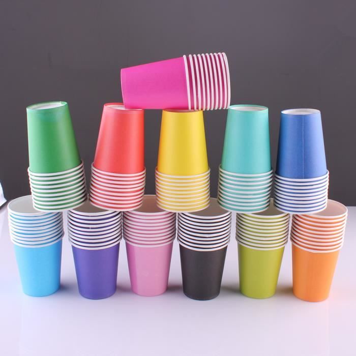 POPOYU MOMAHUA 16 Pièces Gobelets En Papier - Bleu Gobelets En Carton 25cl - Multicolores Tasses De Fête Solides Et Épais - Pour Café, Thé, Boissons Froides - Fête Anniversaire Mariage Vacances