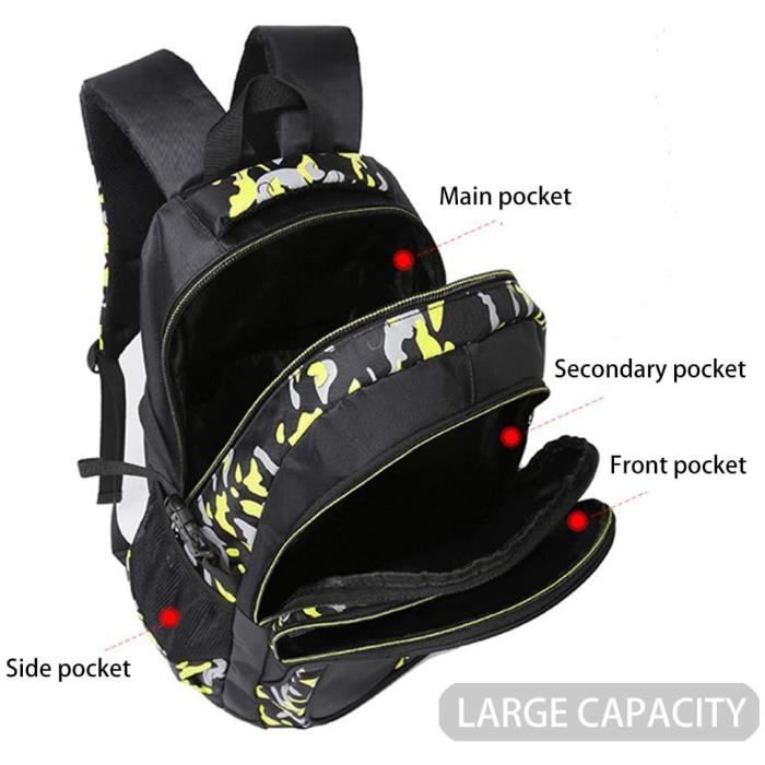 Sac à Dos Enfant Dragon & Fleur De Cristal - 29x16x39 Cm - Polyester Imperméable - Cartable Scolaire & Voyage - 3
