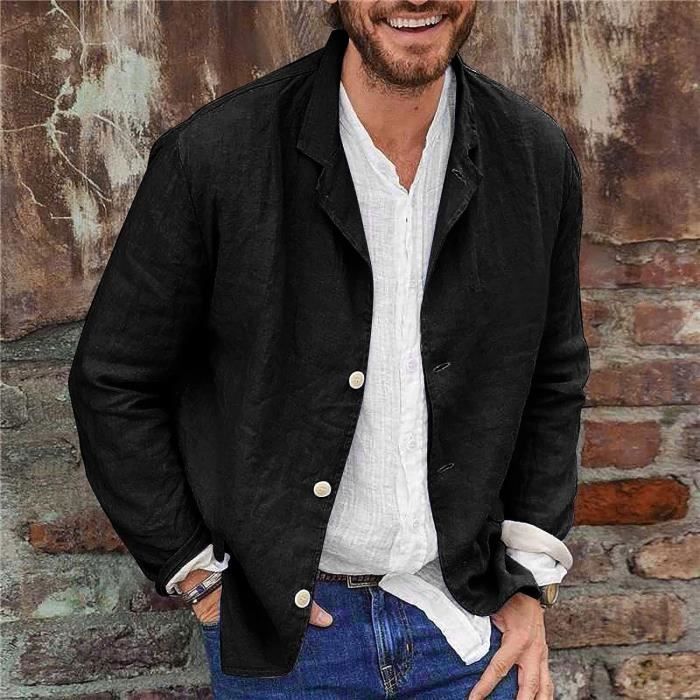 VESTE VAREUSE CASAQUE BLAZER Veste en Lin pour Homme Coupe