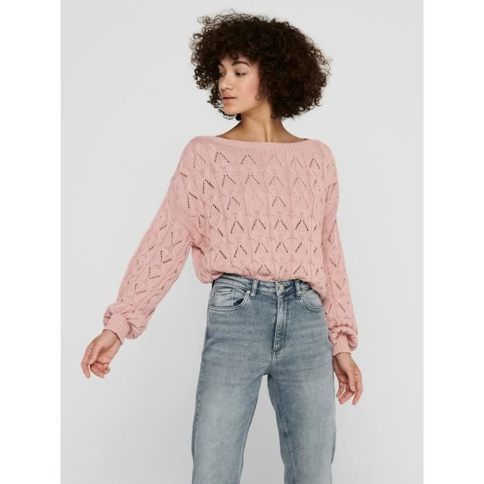 Pull femme Only Licence Brynn life structure adobe rose col rond bords coteles Adobe rose Cdiscount Pret a Porter