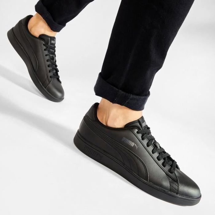 BASKETS PUMA SMASH V2L 365215 06 Noir Cdiscount Chaussures