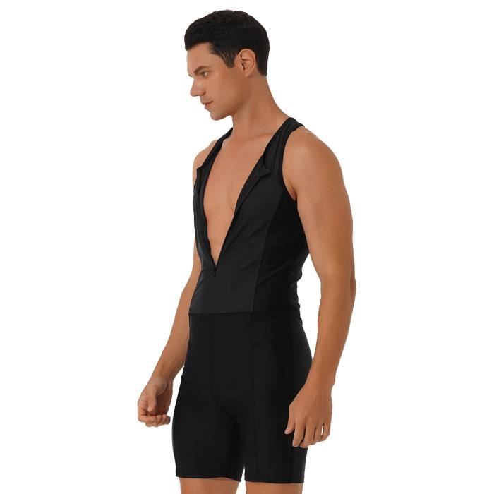Freebily Homme Maillot de Bain Combinaison Plongee Surf Combishort Natation Sport Piscine Swimsuit Romper Beachwear M 3XL Cdiscount Sport