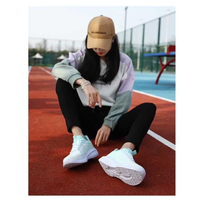 Basket Femme Textile Jogging Chaussures Sport Legerete Aere Doux Confortable Couleur Graduelle Blanc vert Cdiscount Chaussures