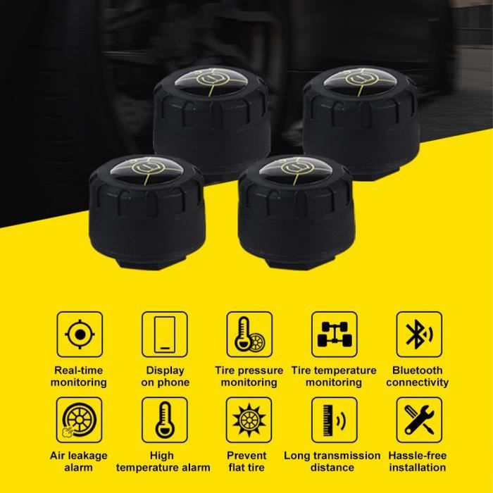 Capteurs de pression des pneus Bluetooth 5.1, moniteur des pneus