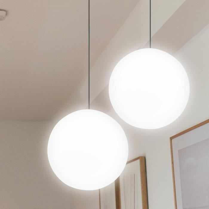 Abat-Jour Globe Verre Givré Blanc EKOKIM G9 - 12cm Diamètre Pour Lampe Murale Et Pendentif