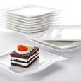 Malacasa Série Flora Lot de 12 Assiettes Dessert Plat Service Vaisselles de Table Porcelaine 5.5"/14*14.5*2cm-2