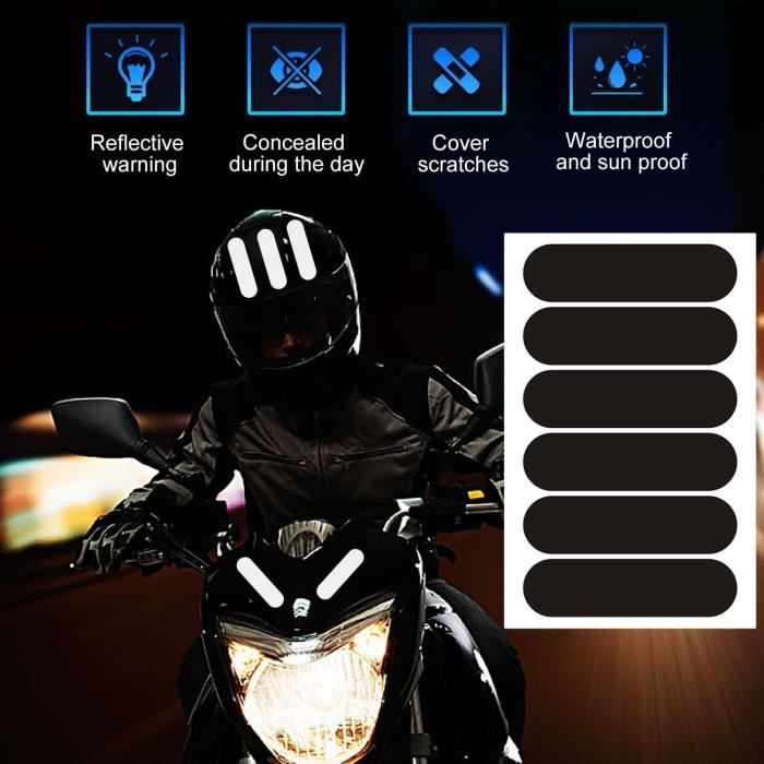 CCYKXA 2 Bandes Stickers Réfléchissants Casque Moto, Autocollant Casque Moto Noirs Retro Bandes Adhesives Reflechissantes Haute Visibilite Securite Stickers Adherence Maximale Pour Trottinette Velo 91862684
