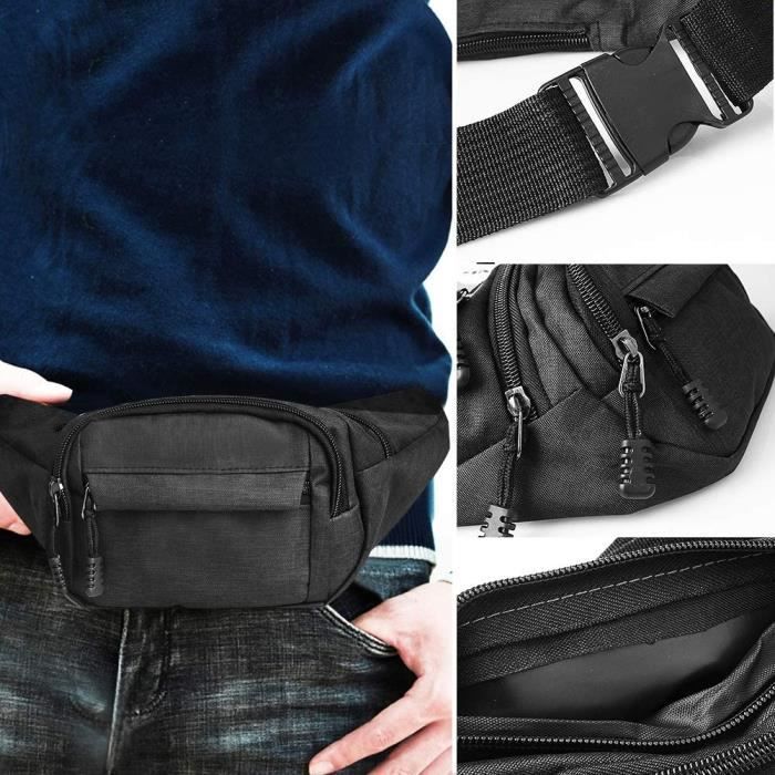 Sac Banane Femme Imperméable Leeboom - 3 Poches Zippées - Bretelle Réglable - Taille Unique Bleu