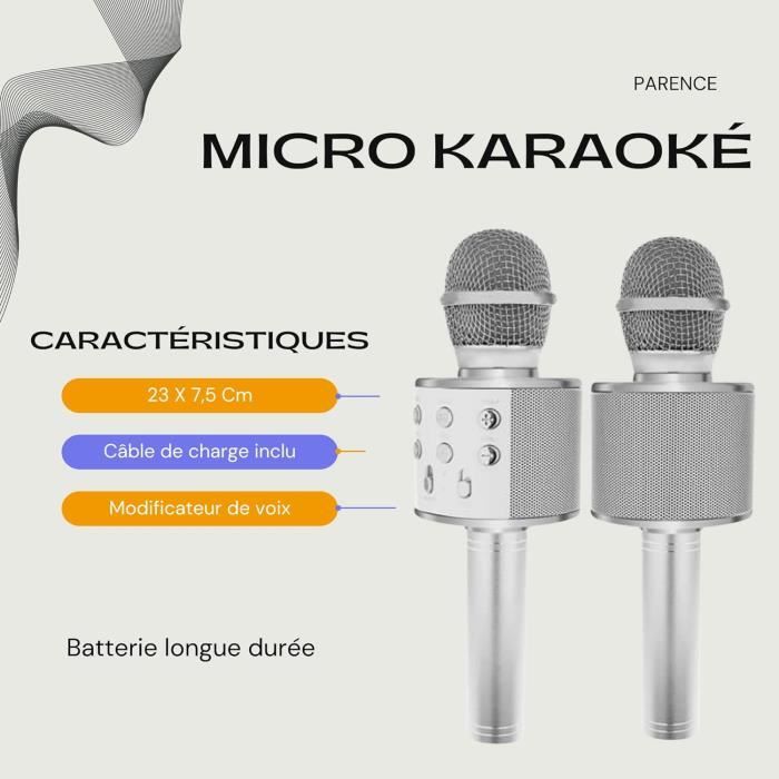Machine De Karaoké Portable Avec 2 Micros Sans Fil - Bluetooth, 6 Modes De Voix, Batterie 1200mAh, 5W, Pour Fêtes Maison Enfants Adultes