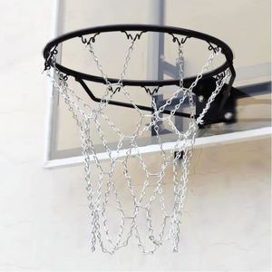 Filet De Basket CZ-XING – Mailles Bicolores Avec Chaîne En Acier, 12 Attaches, Longueur 55 Cm, Pour Terrains Extérieurs