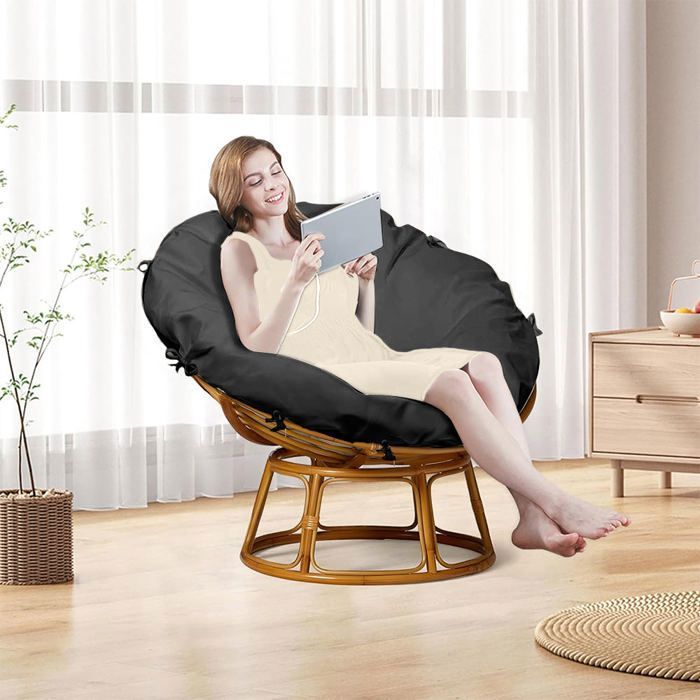 Housse Coussin Papasan 140 Cm Imperméable Café Foncé – Fermeture Éclair + Attaches – Lavable Machine Intérieur/Extérieur