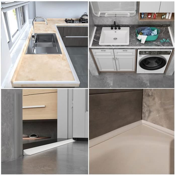 Bande De Rétention D'Eau En Silicone - Pour Évier, Salle De Bain - Imperméable, Blanche, Longueur 200 Cm