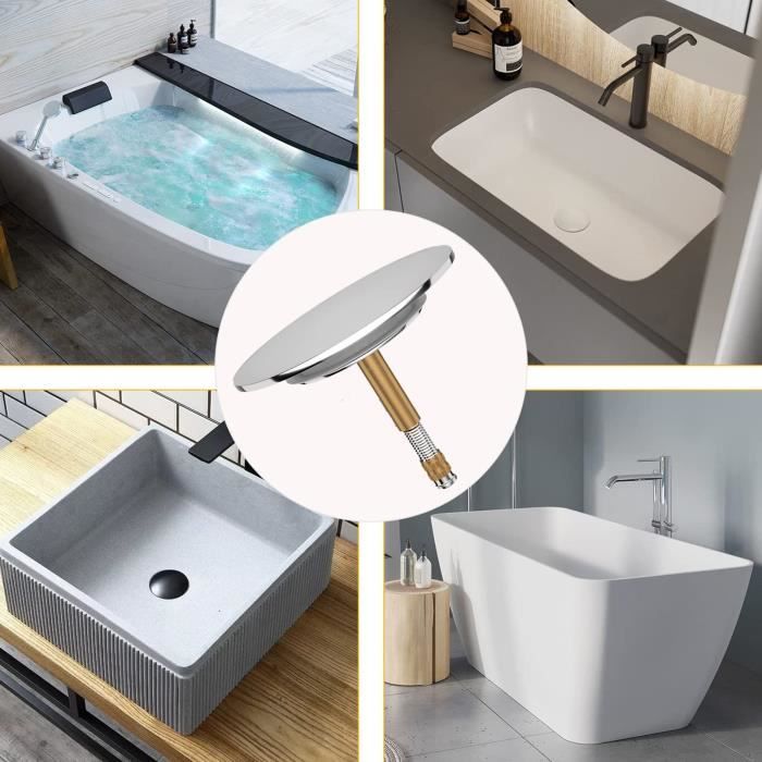 Bouchon étanche 43mm évier Baignoire Bouchon De Baignoire Universel Laiton - Réglable 45-65 Mm - Double Joint Silicone - Montage Sans Outil Montage Sans Outil évier Baignoire